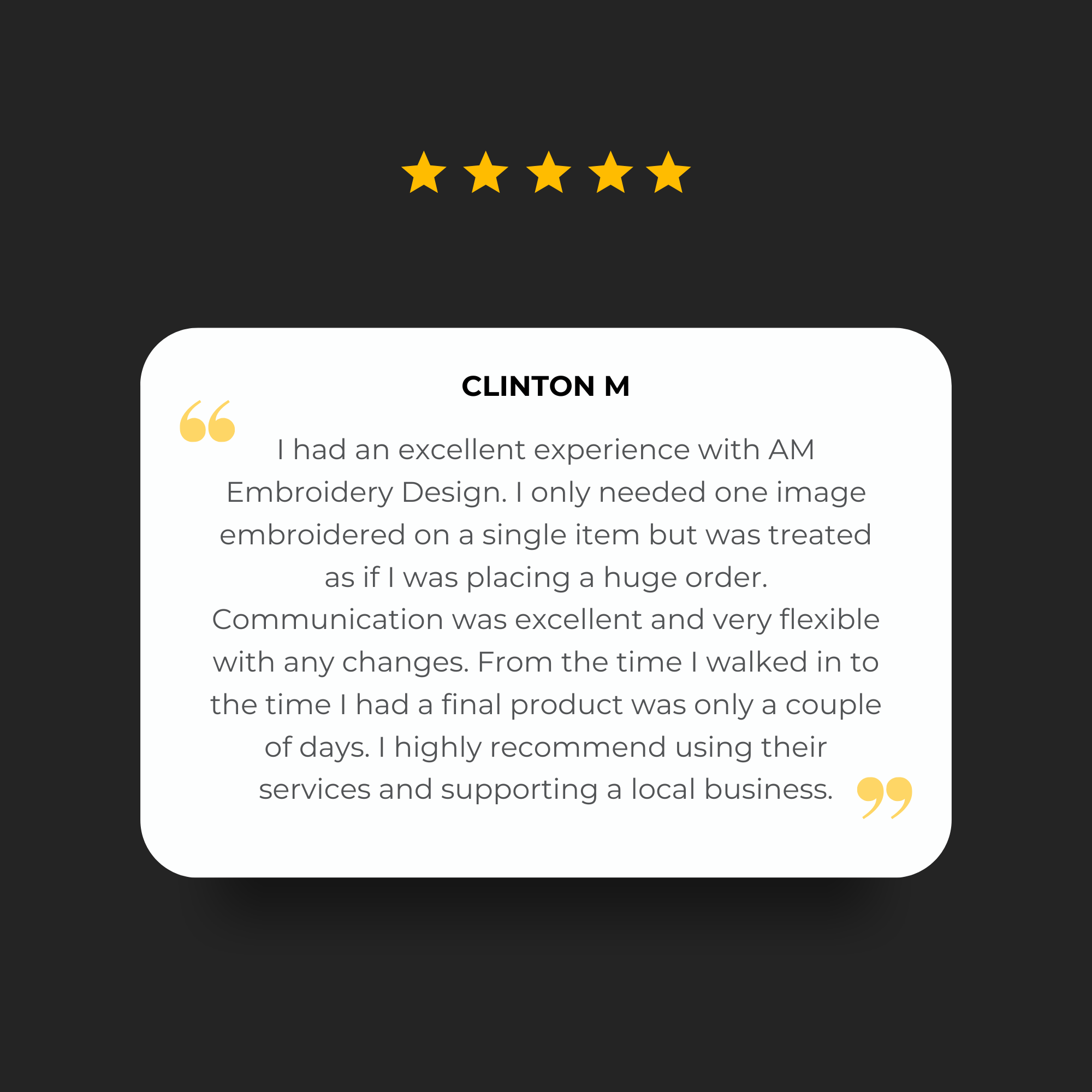 AME Customer Review